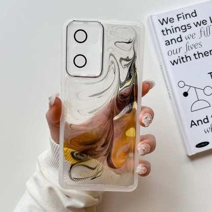 For Xiaomi Redmi K40 Oil Painting Electroplating TPU Phone Case(White) - Xiaomi Cases by buy2fix | Online Shopping UK | buy2fix