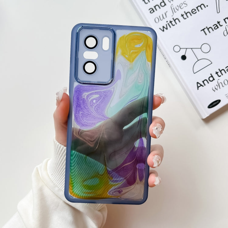 For Xiaomi Redmi K40 Pro Oil Painting Electroplating TPU Phone Case(Blue) - Xiaomi Cases by buy2fix | Online Shopping UK | buy2fix