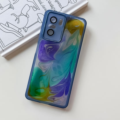 For Xiaomi Redmi K40 Pro Oil Painting Electroplating TPU Phone Case(Blue) - Xiaomi Cases by buy2fix | Online Shopping UK | buy2fix