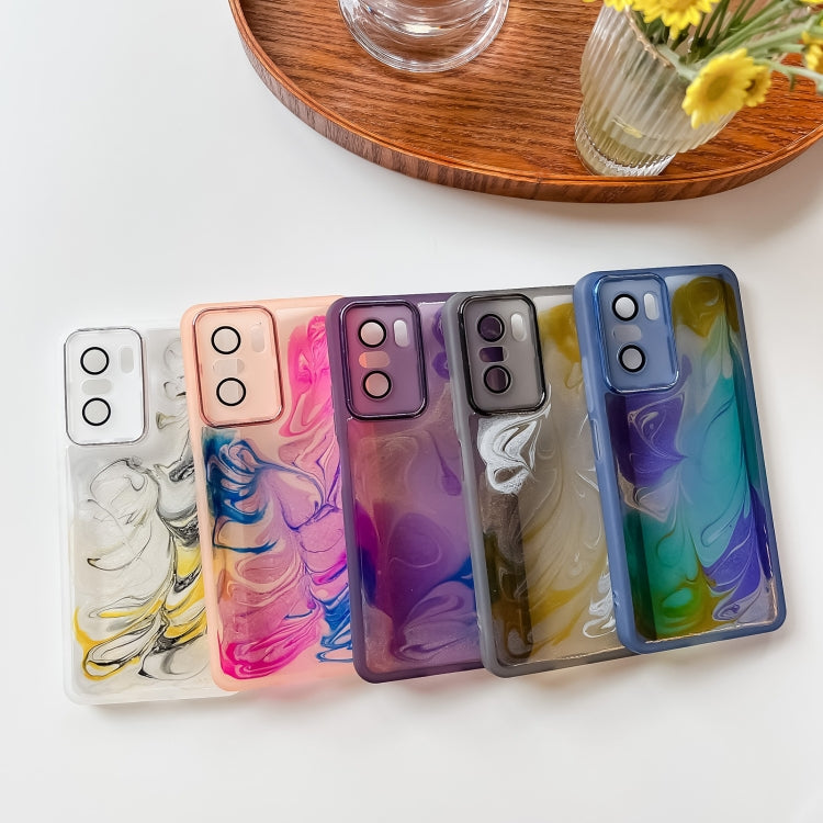 For Xiaomi Redmi K40 Pro Oil Painting Electroplating TPU Phone Case(Blue) - Xiaomi Cases by buy2fix | Online Shopping UK | buy2fix