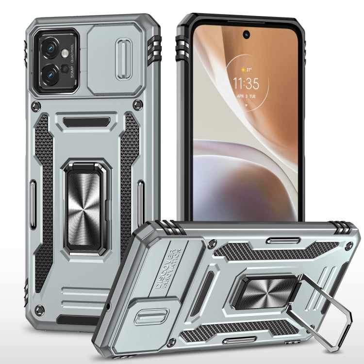 For Motorola Moto G32 Armor PC + TPU Camera Shield Phone Case(Grey) - Motorola Cases by buy2fix | Online Shopping UK | buy2fix
