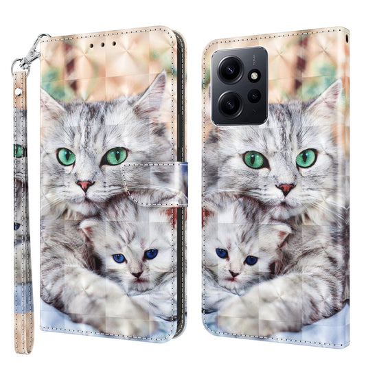For Xiaomi Redmi Note 12 Pro+ 5G Global 3D Painted Pattern Leather Phone Case(Two Loving Cats) by buy2fix