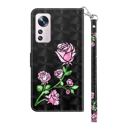 For Xiaomi 12 3D Painted Pattern Leather Phone Case(Rose) by buy2fix