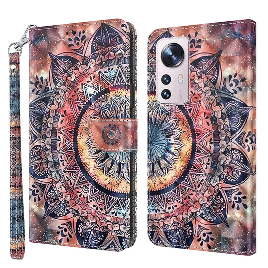 For Xiaomi 12 Pro 3D Painted Pattern Leather Phone Case(Colorful Mandala)