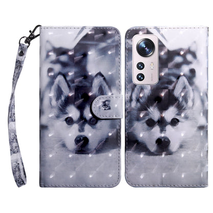 For Xiaomi 12 Pro 3D Painted Pattern Leather Phone Case(Husky) by buy2fix
