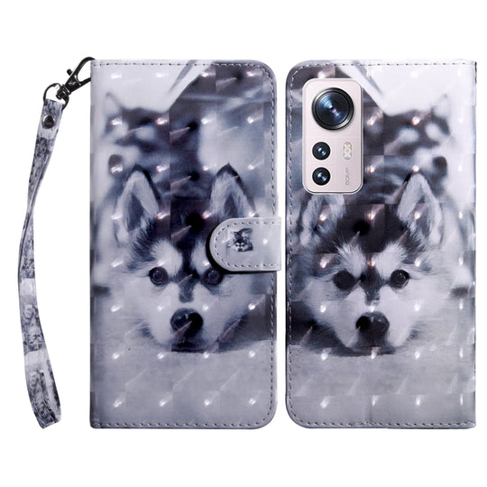 Pour Xiaomi 12 Pro Étui de téléphone en cuir à motif peint en 3D (Husky)