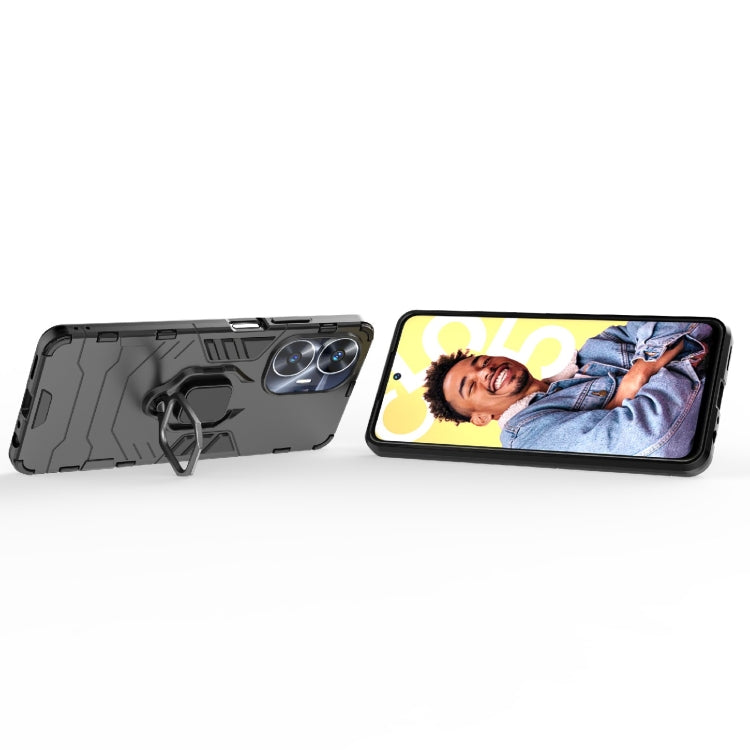 For Realme C55 Shockproof PC + TPU Holder Phone Case(Black) - Realme Cases by buy2fix | Online Shopping UK | buy2fix