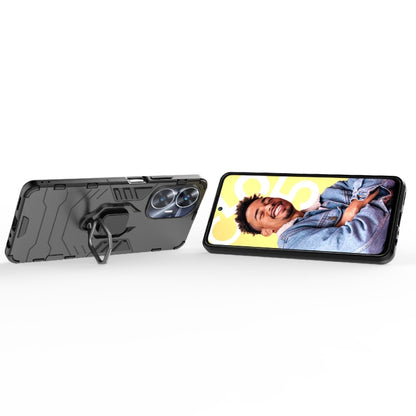For Realme C55 Shockproof PC + TPU Holder Phone Case(Black) - Realme Cases by buy2fix | Online Shopping UK | buy2fix