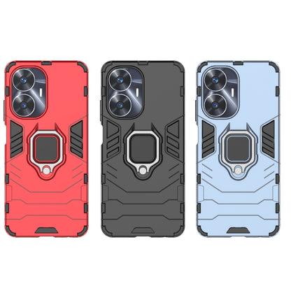For Realme C55 Shockproof PC + TPU Holder Phone Case(Black) - Realme Cases by buy2fix | Online Shopping UK | buy2fix