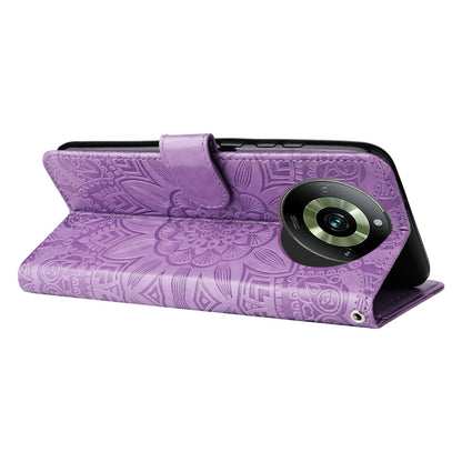 For Realme 11 Pro / 11 Pro+ Embossed Sunflower Leather Phone Case(Purple) - Realme Cases by buy2fix | Online Shopping UK | buy2fix