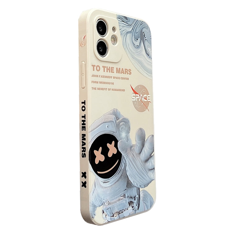 For iPhone 12 Martian Astronaut Pattern Shockproof Phone Case(White) by buy2fix