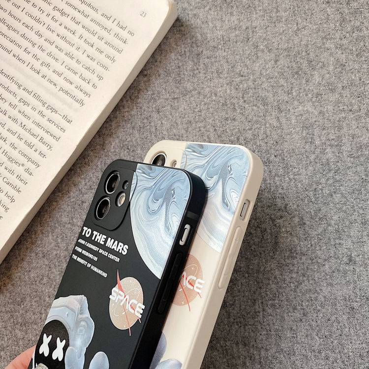 For iPhone 12 Martian Astronaut Pattern Shockproof Phone Case(White) by buy2fix