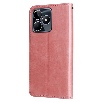 For Realme C53 / Narzo N53 Fashion Calf Texture Zipper Leather Phone Case(Rose Gold) - Realme Cases by buy2fix | Online Shopping UK | buy2fix