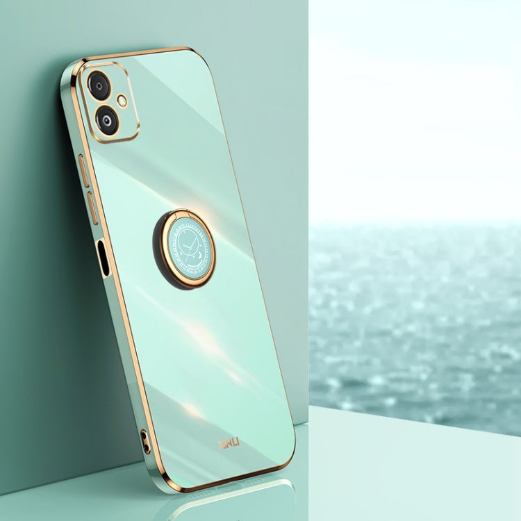 For Samsung Galaxy F14 5G XINLI Straight Edge 6D Electroplate TPU Phone Case with Ring Holder(Mint Green) by XINLI