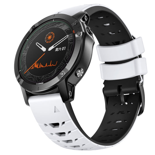 For Garmin Fenix 7 22mm Trapezoidal Quick Release Silicone Watch Band(White Black) - Watch Bands by buy2fix | Online Shopping UK | buy2fix