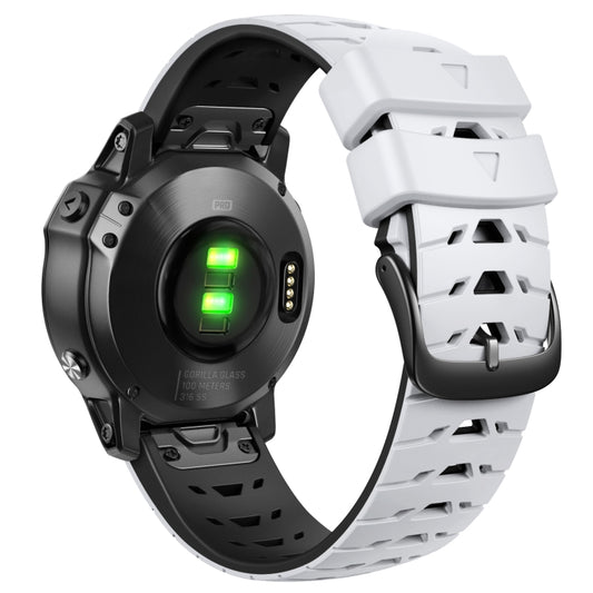 For Garmin Fenix 7 22mm Trapezoidal Quick Release Silicone Watch Band(White Black) - Watch Bands by buy2fix | Online Shopping UK | buy2fix