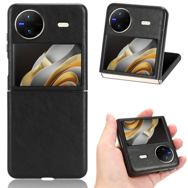 For vivo X Flip Litchi Texture Back Cover Phone Case(Black) - vivo Cases by buy2fix | Online Shopping UK | buy2fix