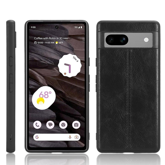 For Google Pixel 7a Sewing Cow Pattern Skin PC + PU + TPU Phone Case(Black) - Google Cases by buy2fix | Online Shopping UK | buy2fix