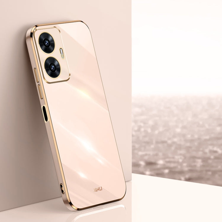 For Realme C55 XINLI Straight 6D Plating Gold Edge TPU Phone Case(Pink) - Realme Cases by XINLI | Online Shopping UK | buy2fix