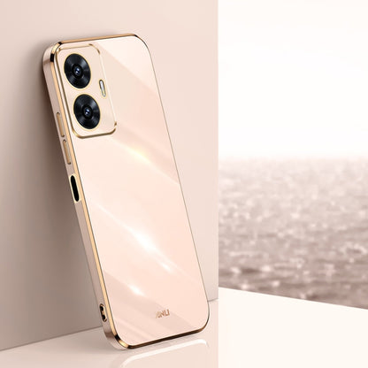 For Realme C55 XINLI Straight 6D Plating Gold Edge TPU Phone Case(Pink) - Realme Cases by XINLI | Online Shopping UK | buy2fix