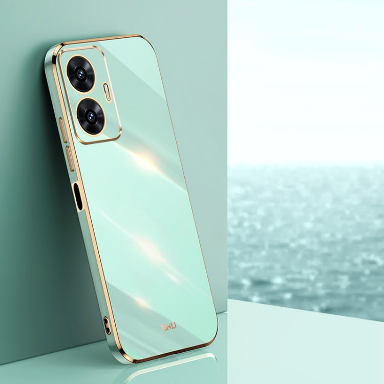 For Realme C55 XINLI Straight 6D Plating Gold Edge TPU Phone Case(Mint Green) - Realme Cases by XINLI | Online Shopping UK | buy2fix