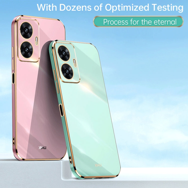 For Realme C55 XINLI Straight 6D Plating Gold Edge TPU Phone Case(Mint Green) - Realme Cases by XINLI | Online Shopping UK | buy2fix