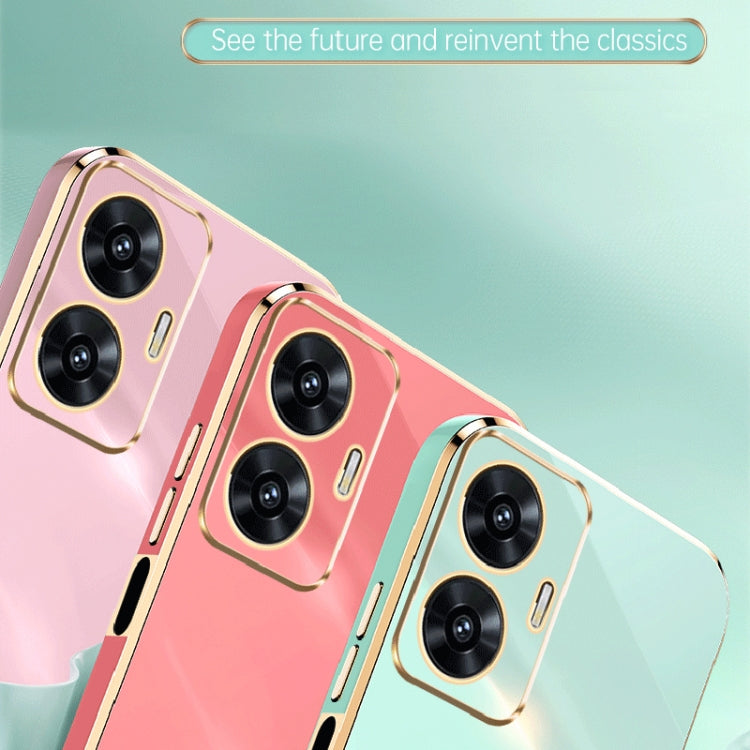 For Realme C55 XINLI Straight 6D Plating Gold Edge TPU Phone Case(Mint Green) - Realme Cases by XINLI | Online Shopping UK | buy2fix