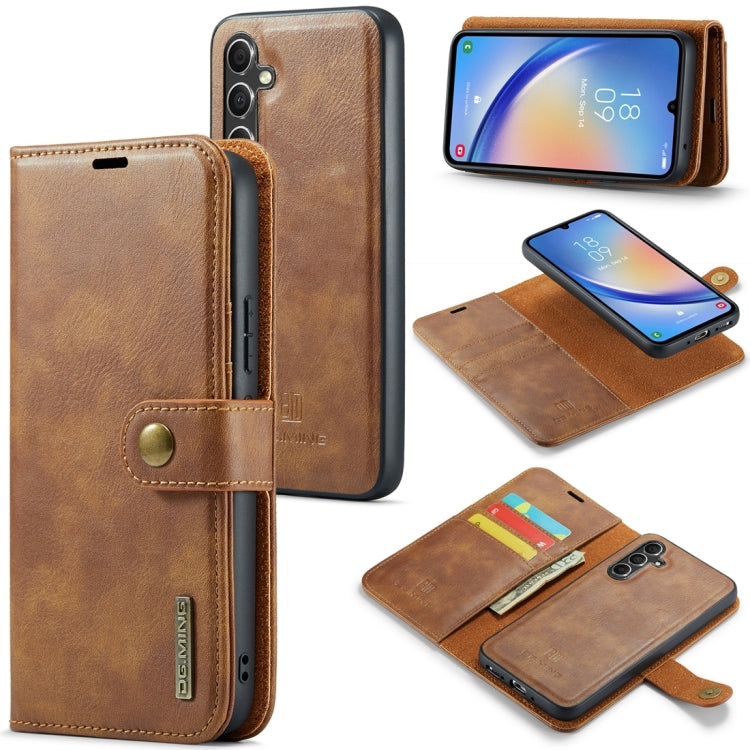 For Samsung Galaxy A34 5G DG.MING Crazy Horse Texture Detachable Magnetic Leather Case(Brown) by DG.MING