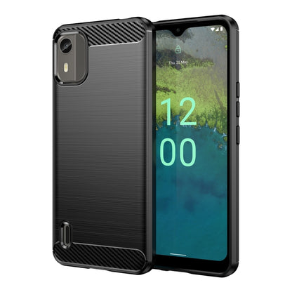 For Nokia C12 Pro Brushed Texture Carbon Fiber TPU Phone Case(Black) by buy2fix