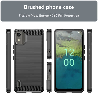 For Nokia C12 Pro Brushed Texture Carbon Fiber TPU Phone Case(Black) by buy2fix