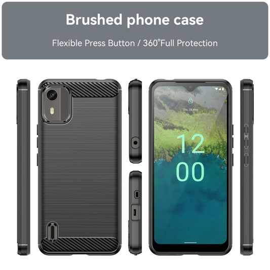 For Nokia C12 Pro Brushed Texture Carbon Fiber TPU Phone Case(Black) by buy2fix