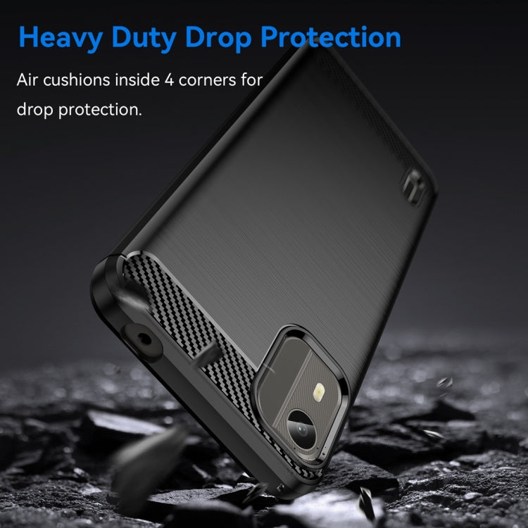 For Nokia C12 Pro Brushed Texture Carbon Fiber TPU Phone Case(Black) by buy2fix