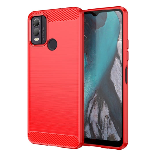 For Nokia C22 Brushed Texture Carbon Fiber TPU Phone Case(Red)