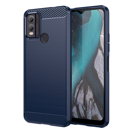 For Nokia C22 Brushed Texture Carbon Fiber TPU Phone Case(Blue) - Nokia Cases by buy2fix | Online Shopping UK | buy2fix