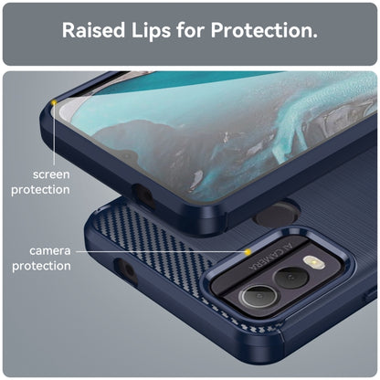 For Nokia C22 Brushed Texture Carbon Fiber TPU Phone Case(Blue) - Nokia Cases by buy2fix | Online Shopping UK | buy2fix