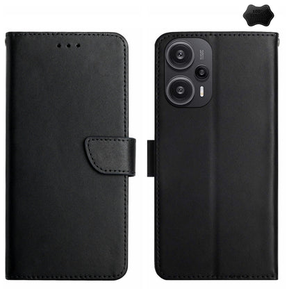 For Xiaomi Poco F5 Genuine Leather Fingerprint-proof Flip Phone Case(Black) - Xiaomi Cases by buy2fix | Online Shopping UK | buy2fix