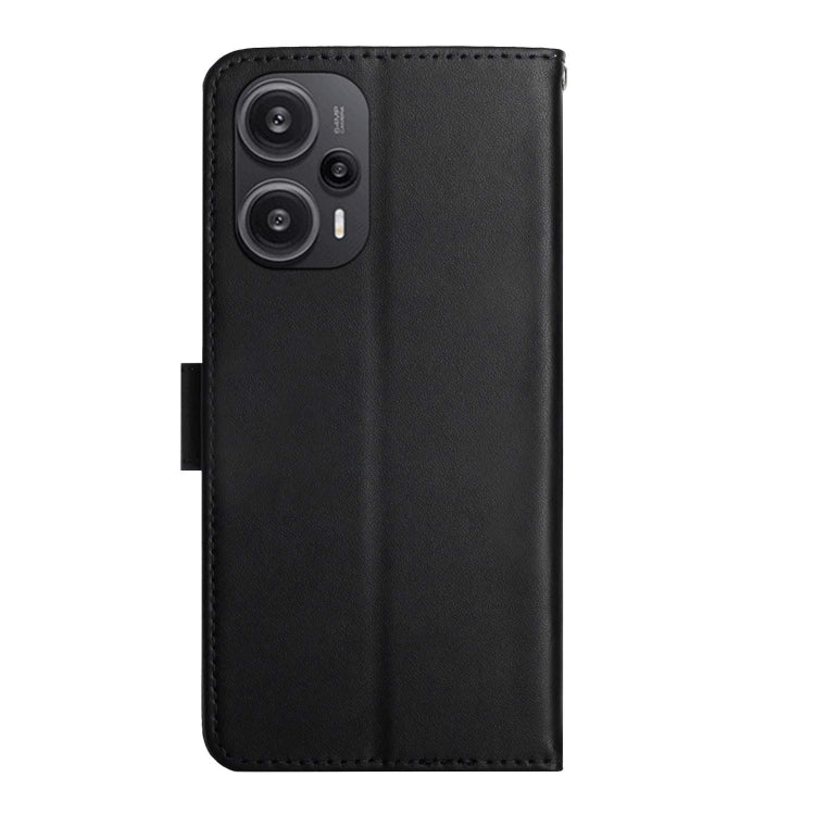 For Xiaomi Poco F5 Genuine Leather Fingerprint-proof Flip Phone Case(Black) - Xiaomi Cases by buy2fix | Online Shopping UK | buy2fix