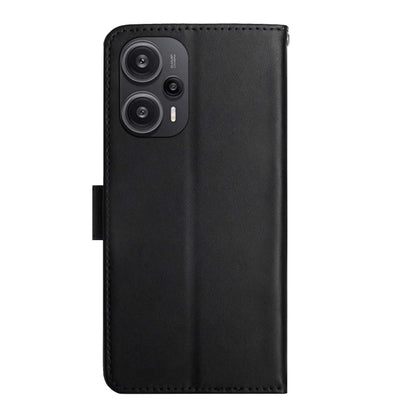For Xiaomi Poco F5 Genuine Leather Fingerprint-proof Flip Phone Case(Black) - Xiaomi Cases by buy2fix | Online Shopping UK | buy2fix