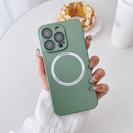 For iPhone 11 Pro Max Magsafe Magnetic PC Shockproof Phone Case With Camera Lens(Green)