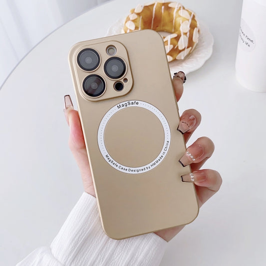 For iPhone 14 Plus Magsafe Magnetic PC Shockproof Phone Case With Camera Lens(Gold) - iPhone 14 Plus Cases by buy2fix | Online Shopping UK | buy2fix