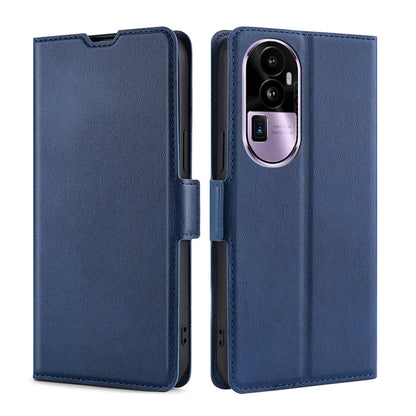 For OPPO Reno10 Pro+ 5G Ultra-thin Voltage Side Buckle Horizontal Flip Leather Phone Case(Blue) by buy2fix