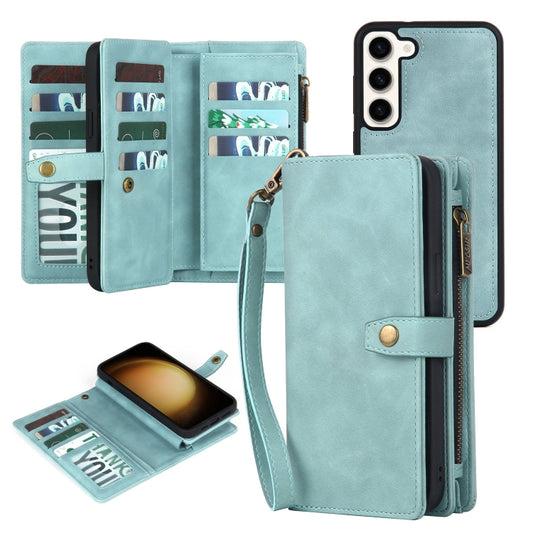 For Samsung Galaxy S23+ 5G Zipper Wallet Magnetic Detachable Leather Phone Case(Blue) - Galaxy S23+ 5G Cases by buy2fix | Online Shopping UK | buy2fix