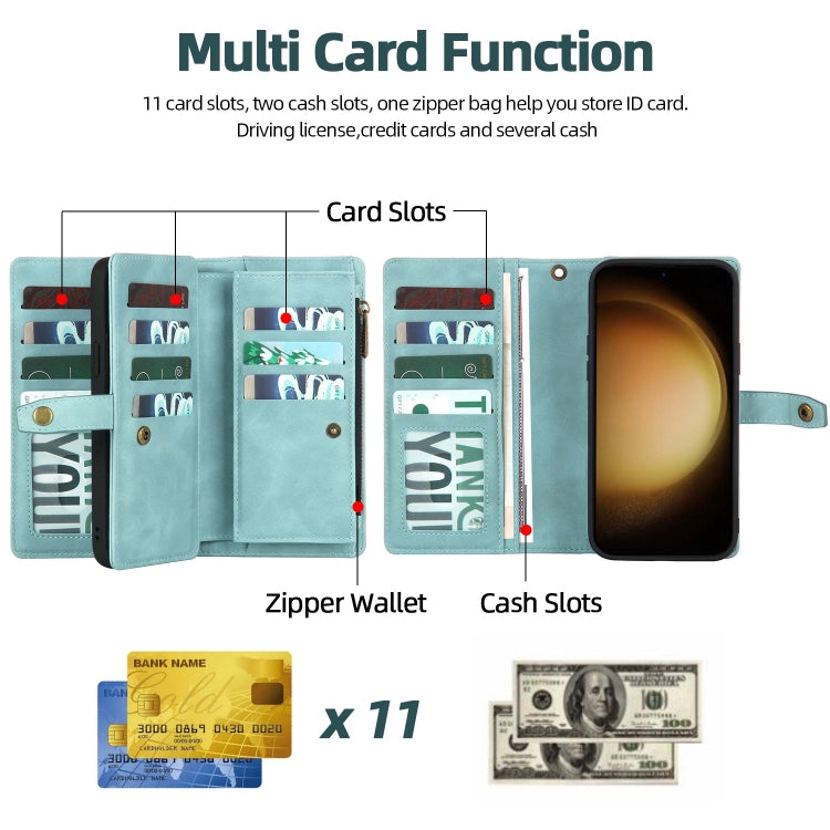 For Samsung Galaxy S23+ 5G Zipper Wallet Magnetic Detachable Leather Phone Case(Blue) - Galaxy S23+ 5G Cases by buy2fix | Online Shopping UK | buy2fix