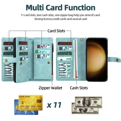 For Samsung Galaxy S23+ 5G Zipper Wallet Magnetic Detachable Leather Phone Case(Blue) - Galaxy S23+ 5G Cases by buy2fix | Online Shopping UK | buy2fix