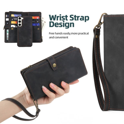 For Samsung Galaxy S22 5G Zipper Wallet Magnetic Detachable Leather Phone Case(Black) - Galaxy S22 5G Cases by buy2fix | Online Shopping UK | buy2fix