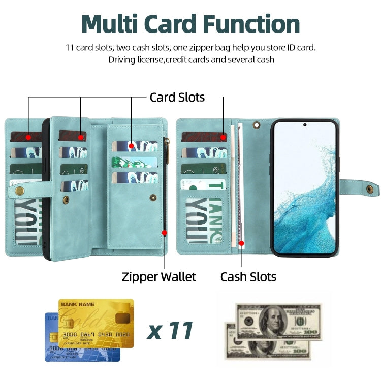 For Samsung Galaxy A70 Zipper Wallet Magnetic Detachable Leather Phone Case(Blue) by buy2fix