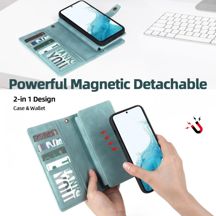 For Samsung Galaxy A73 5G Zipper Wallet Magnetic Detachable Leather Phone Case(Blue) by buy2fix