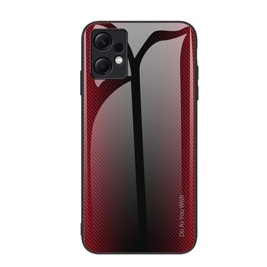 For Xiaomi Redmi Note 12 4G Global Texture Gradient Glass TPU Phone Case(Red) by buy2fix