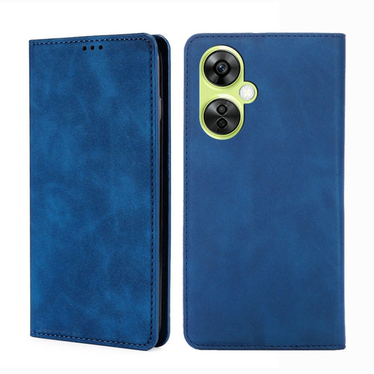 For OnePlus Nord CE 3 Lite 5G Skin Feel Magnetic Leather Phone Case(Blue) - OnePlus Cases by buy2fix | Online Shopping UK | buy2fix