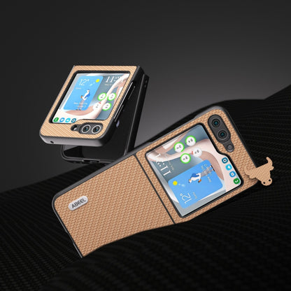 For Samsung Galaxy Z Flip5 ABEEL Carbon Fiber Texture Protective Phone Case(Light Brown) by buy2fix